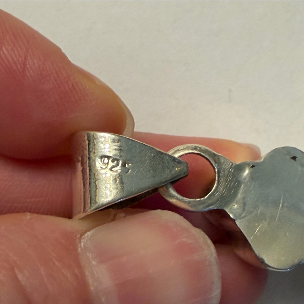 Turquoise and Silver Cross Pendant - Picture 6 of 8